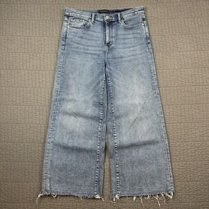 Banana Republic Jeans Women's 29 Blue High Rise Wide Leg Crop Denim Stretch